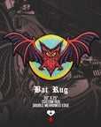 Promotional graphic for a 'Bat Rug' with a bat design and text on a dark background by Nick Filth