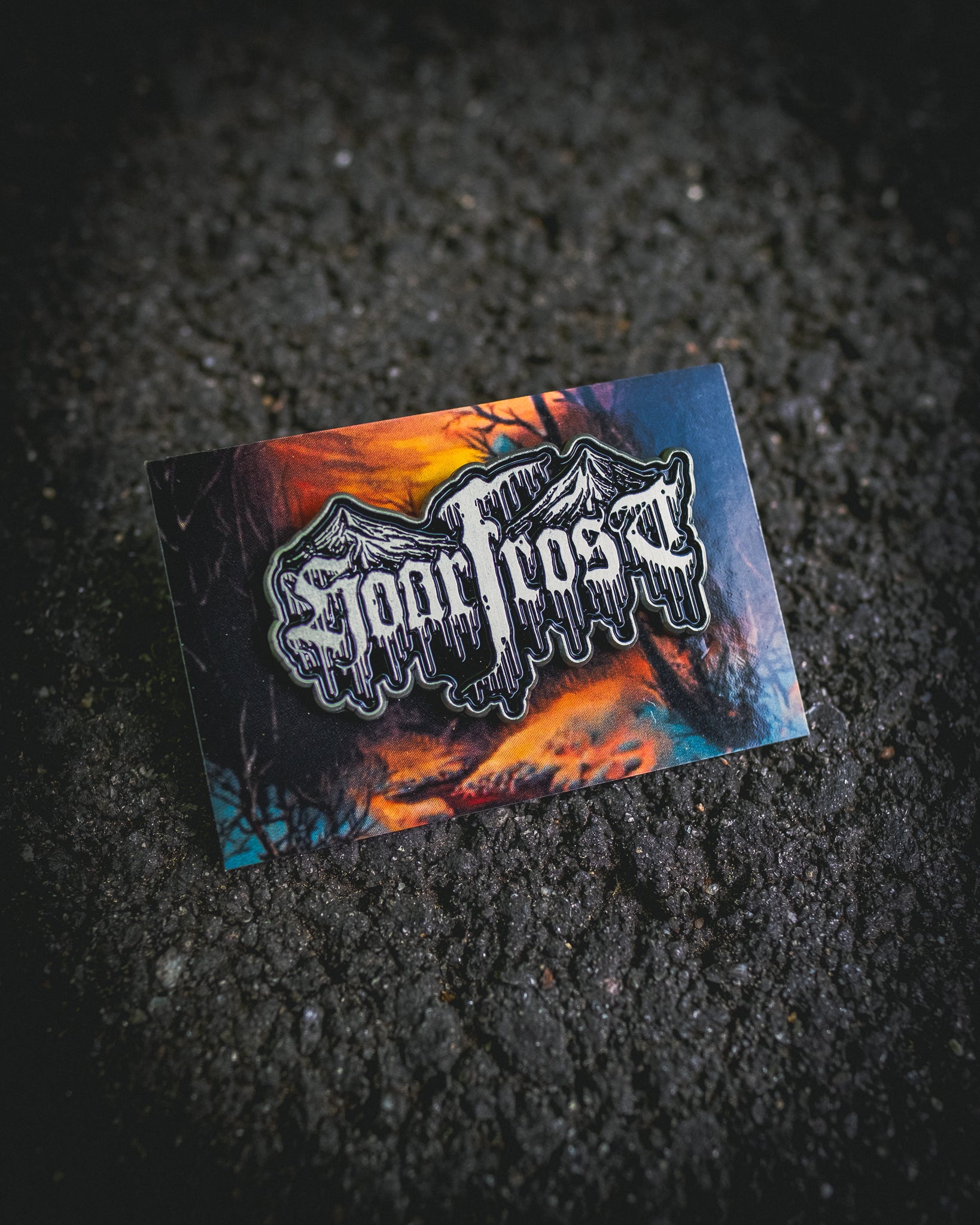 'Hoarfrost' branded enamel pin by Nick Filth